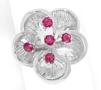 Foto 1 - Damenring dekorative Blütenform mit Spitzen Rubinen, Q0779