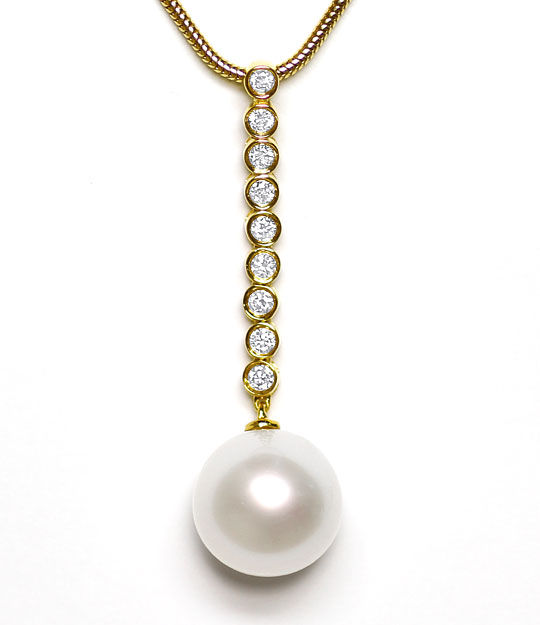 Foto 2 - Natürliche feinste Südsee Perlen Brillanten-Collier 18K, S1195