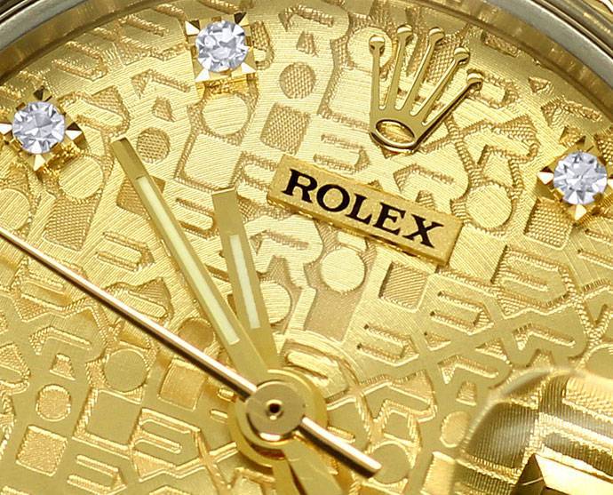 Foto 3 - Rolex Datejust Diamant Zifferblatt Stahl-Gold Damen Uhr, U2452